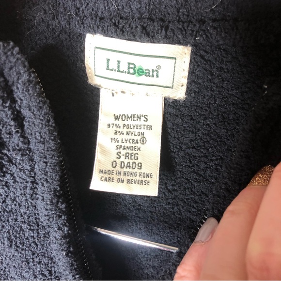 LL Bean black zip up lycra fuzzy plush sweater - Picture 2 of 3